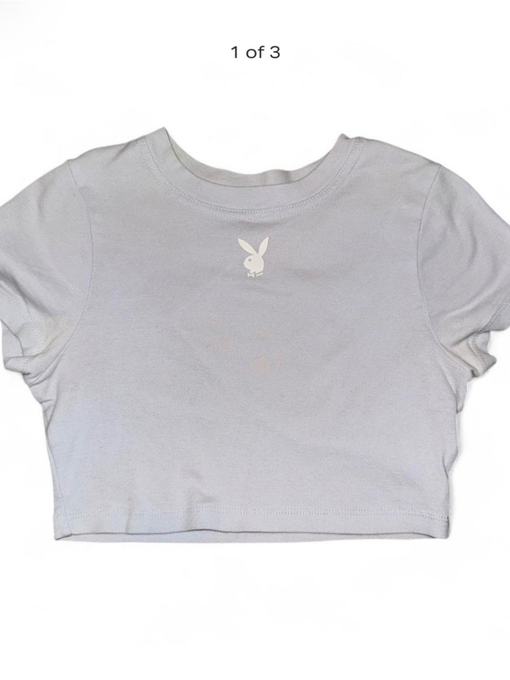 PLAYBOY Blue Crop Tee with Bunny Logo